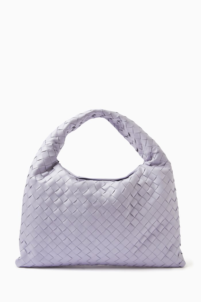

Small Hop Hobo Bag in Intrecciato Leather, Purple