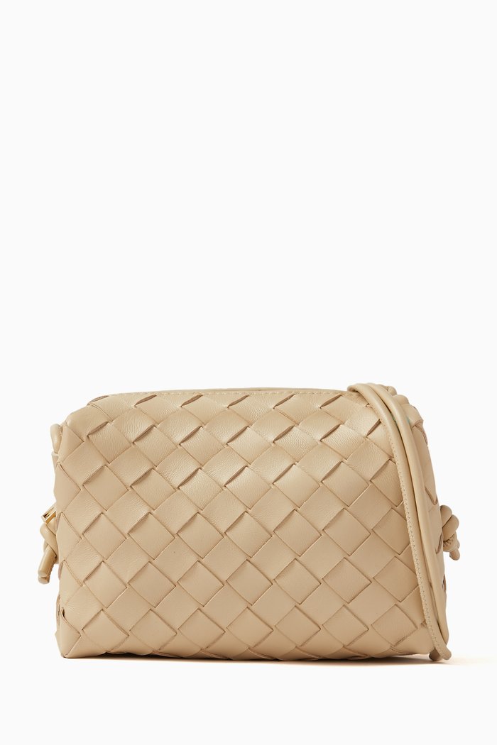 

Mini Loop Camera Bag in Intrecciato Leather, Neutral