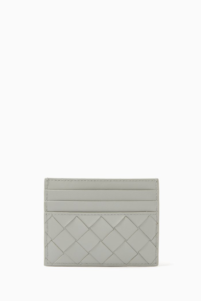 

Credit Card Case in Intrecciato Leather, Grey