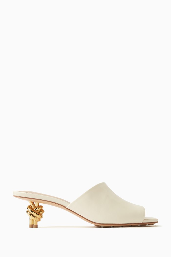 

Knot Square-toe Mules in Leather, Neutral
