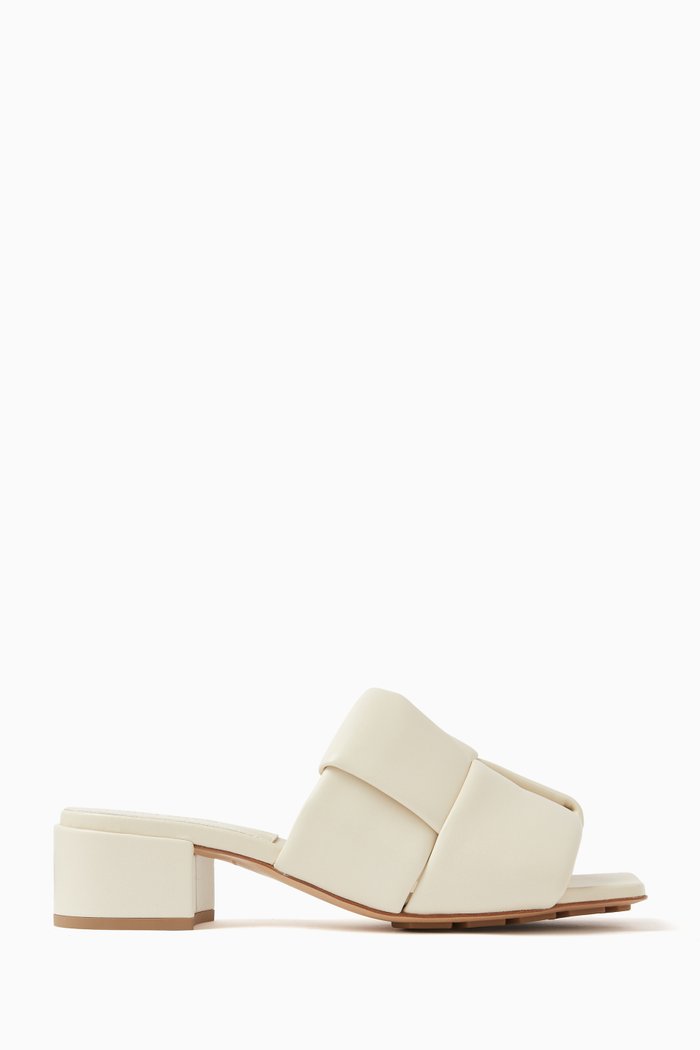 

Patch 40 Mules in Intreccio Leather, Neutral