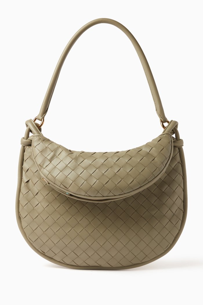 

Medium Gemelli Shoulder Bag in Intrecciato Leather, Grey