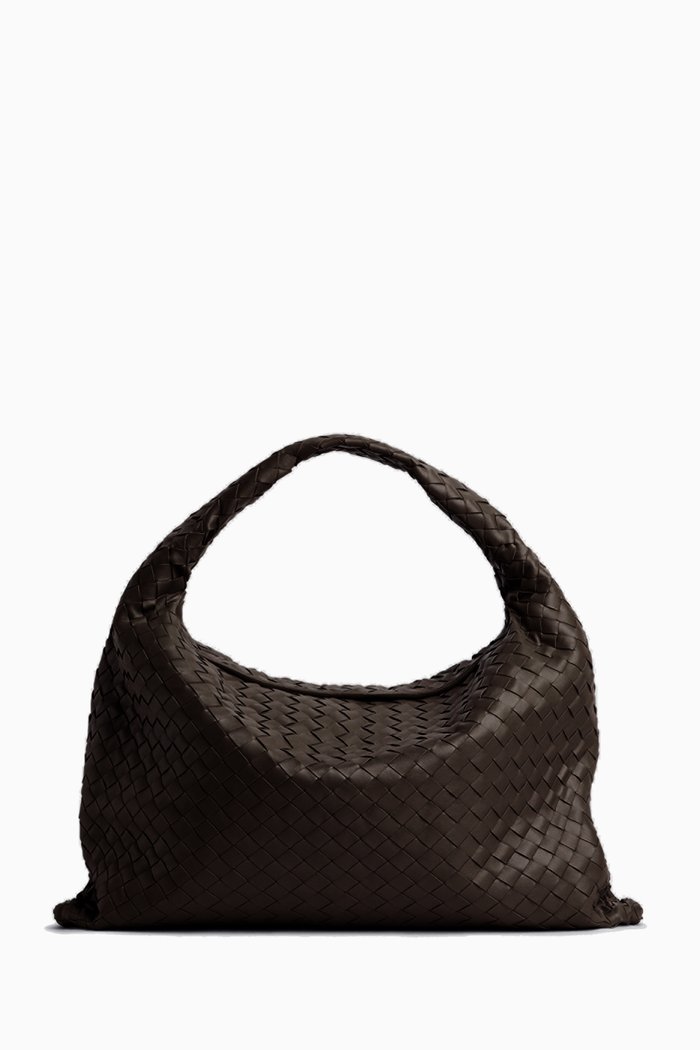 

Large Hop Hobo Bag in Intrecciato Leather, Brown