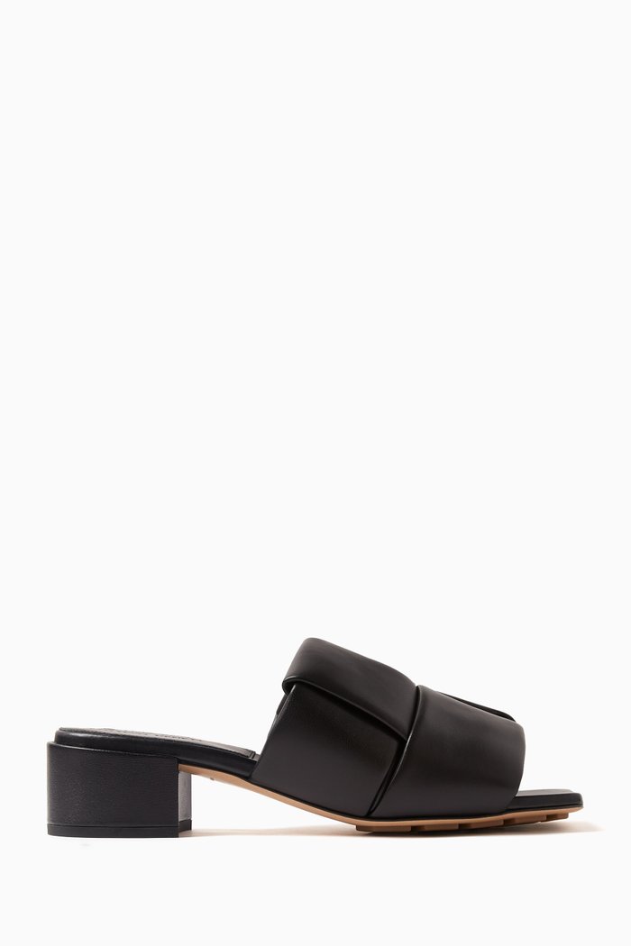 

Patch 40 Mules in Intreccio Leather, Black