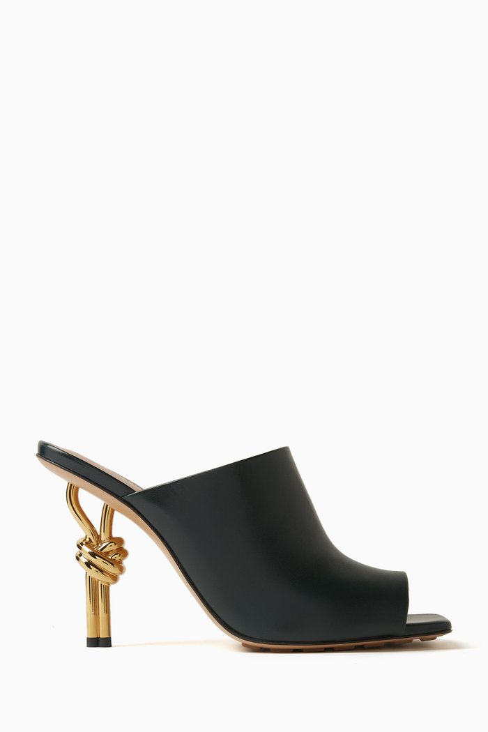 

Knot 90 Square-toe Mules in Leather, Green