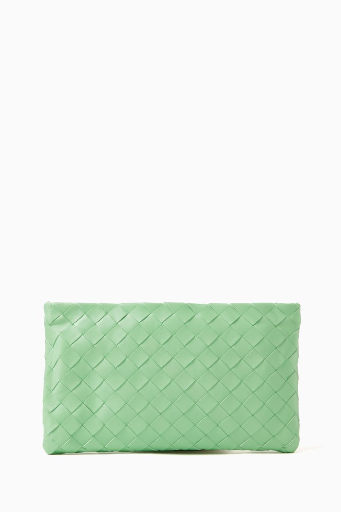 

Small Pouch in Intrecciato Leather, Green