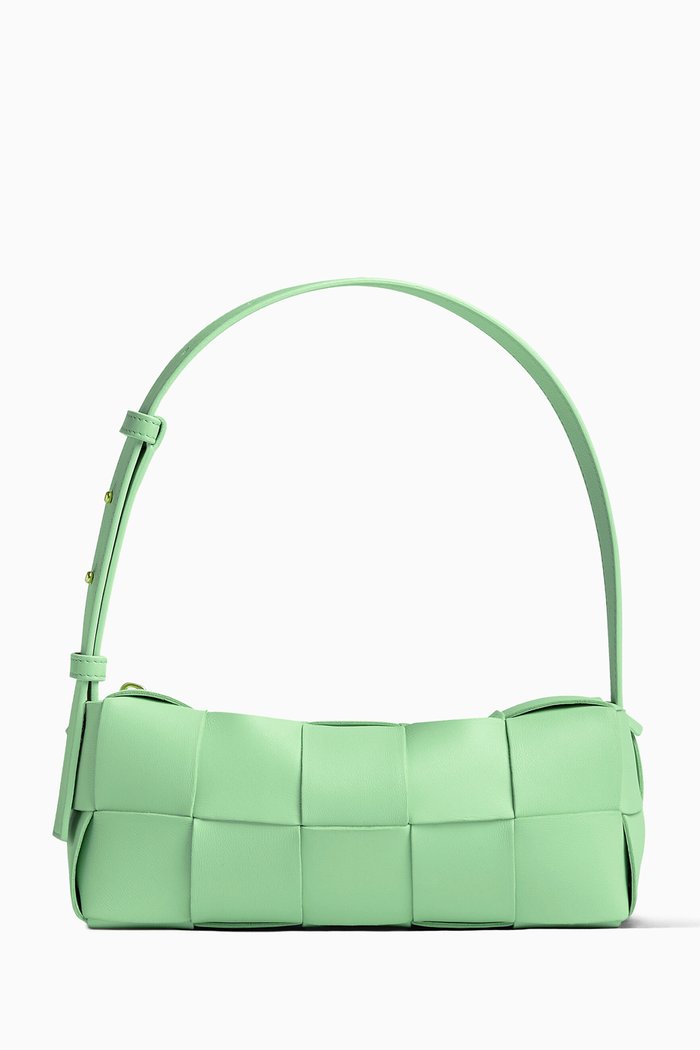 

Small Brick Cassette Shoulder Bag in Leather, Green