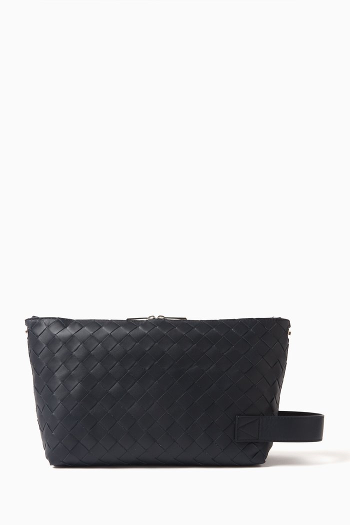 

Toiletry Case in Intrecciato Leather, Blue