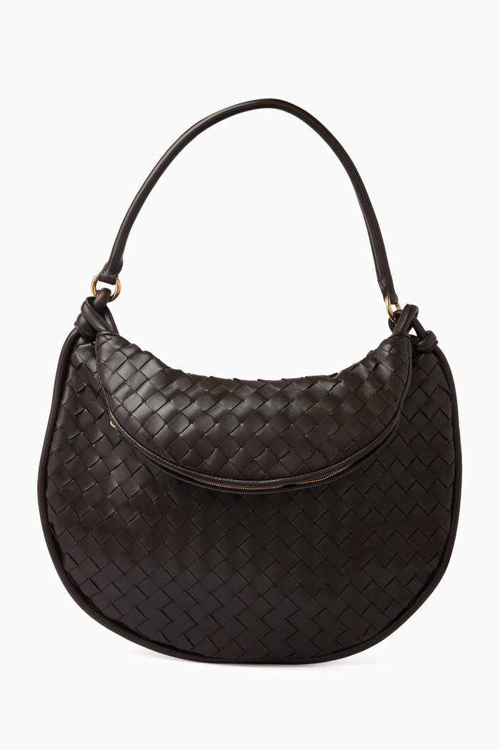 

Large Gemelli Shoulder Bag in Intrecciato Leather, Brown