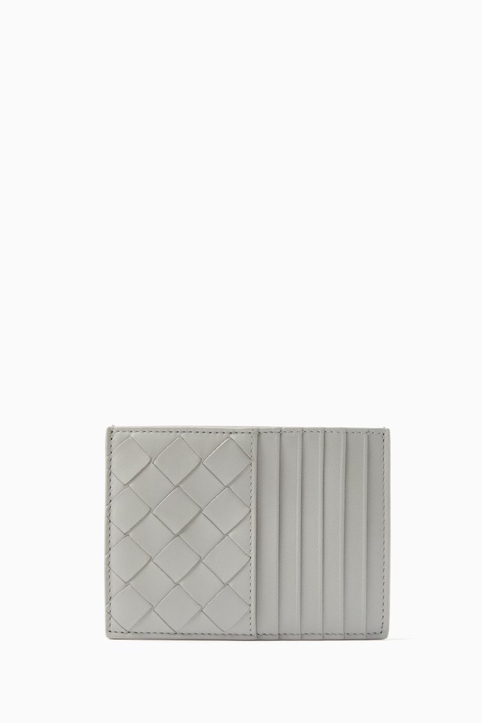 

Card Case in Intrecciato Leather, Grey