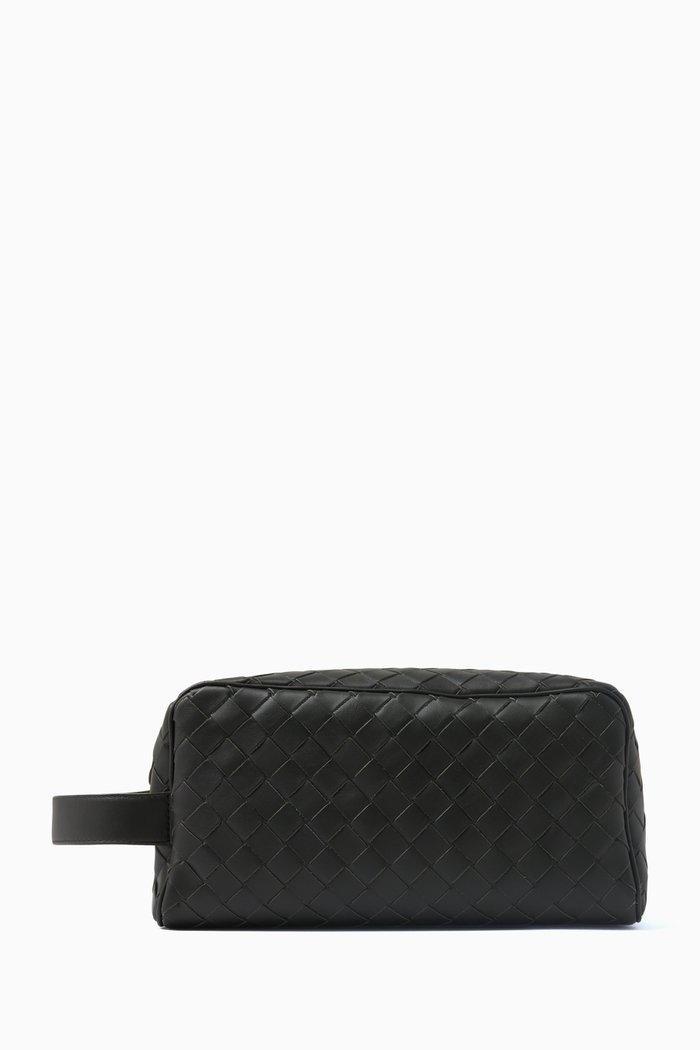 Travel Pouch in Intrecciato Leather, Green