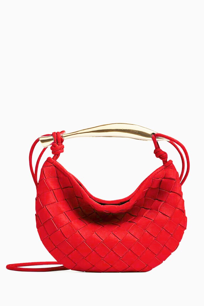 

Mini Sardine Crossbody Bag in Intrecciato Leather, Red