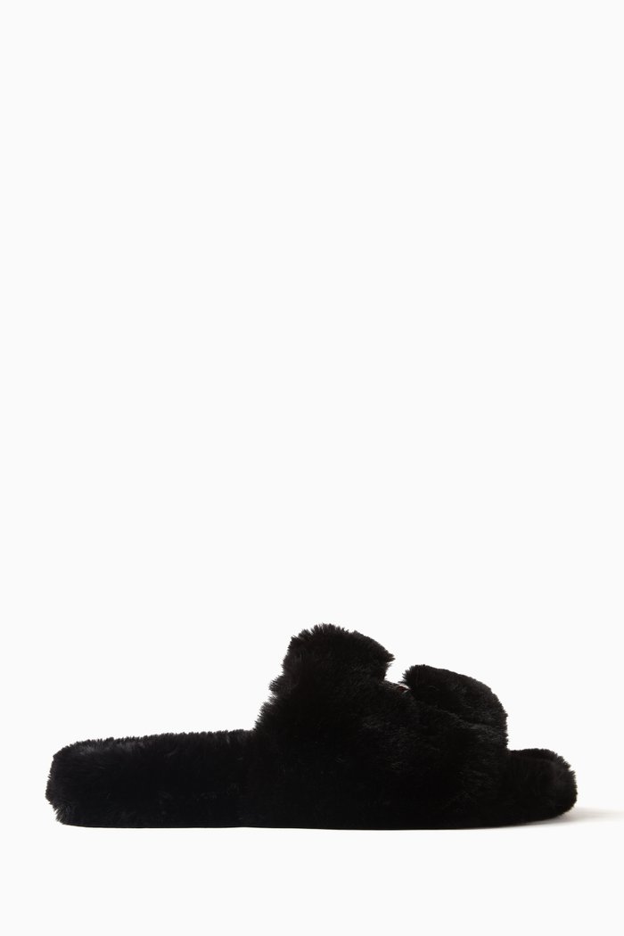 

Furry Slides in Nylon, Black