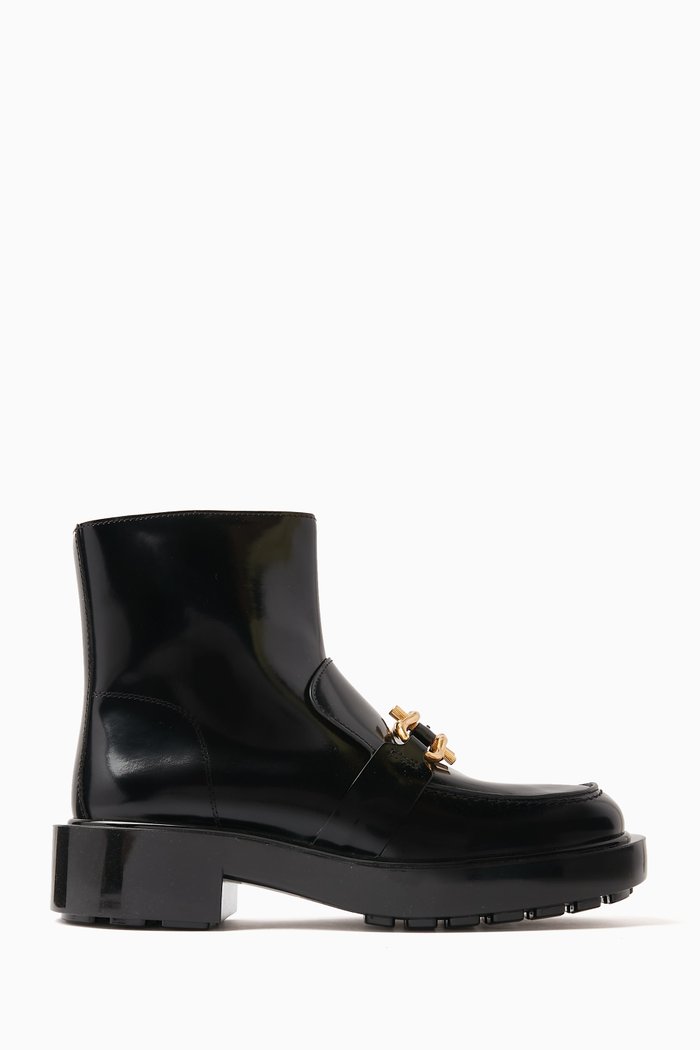 

Monsieur Chunky Ankle Boots in Polished Leather, Black