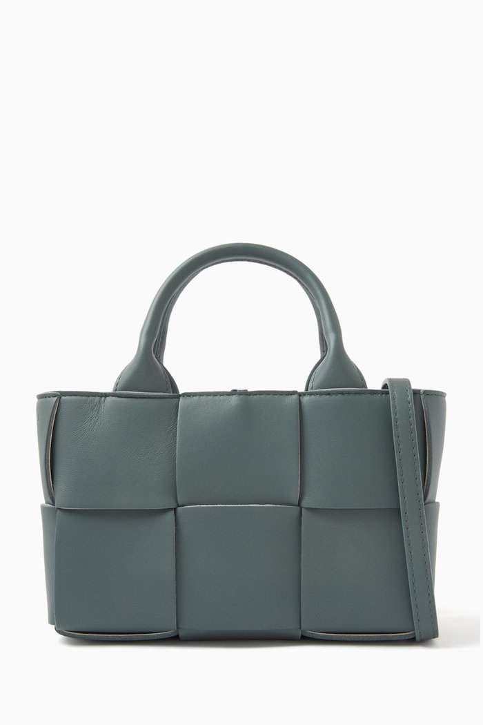 

Micro Candy Arco Tote Bag in Intrecciato Leather, Grey