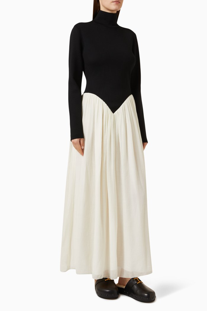 

Turtleneck Two-Tone Dress in Wool-Blend, Multicolour