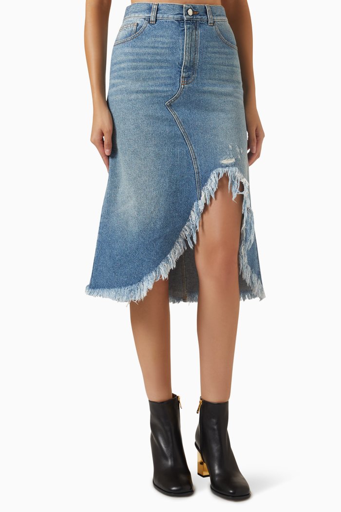 

A-line Midi Skirt in Denim, Blue