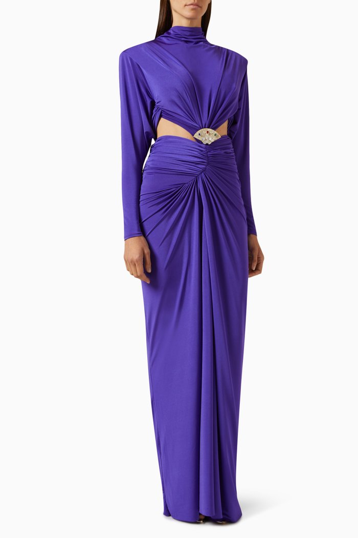 

Crystal-embellished Maxi Dress in Jersey, Purple