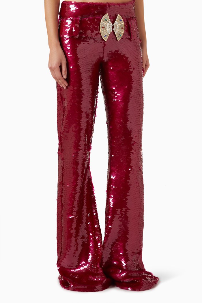 

Low-waist Pants in Sequin, Pink