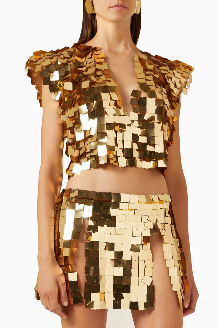 

Sequin-embellished Top, Gold