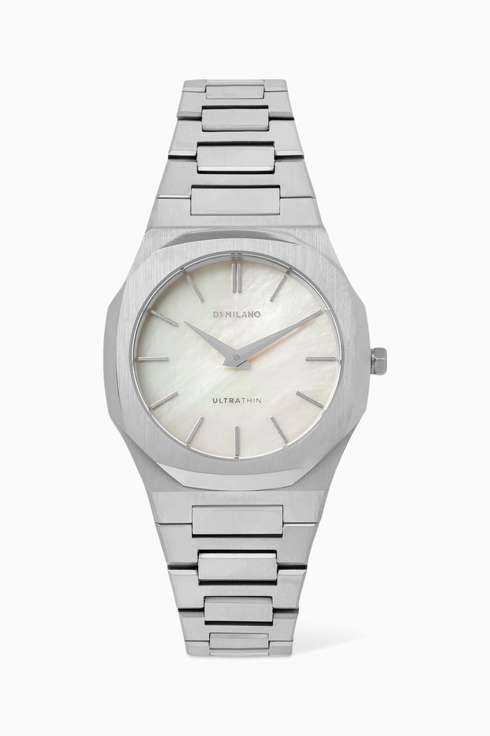

Ultra Thin Stainless Steel Watch, 34mm, Silver
