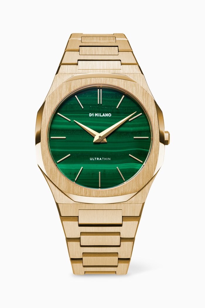 

Ultra Thin Quartz Gold Stainless Steel Watch, 40mm, Green