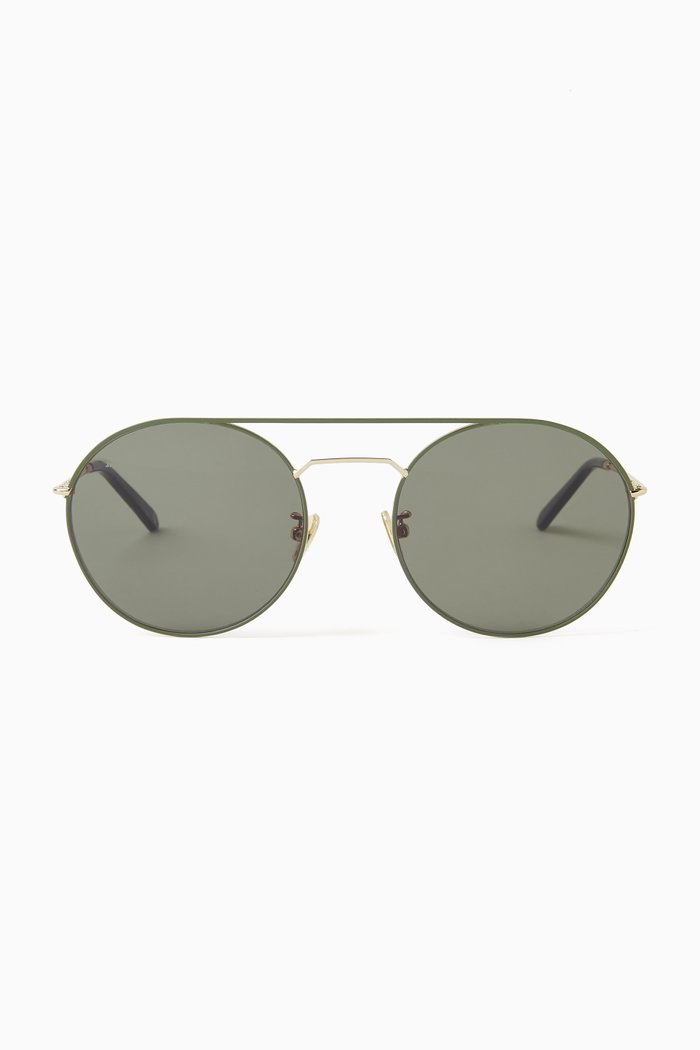 

The Clock Aviator Sunglasses in Metal, Green