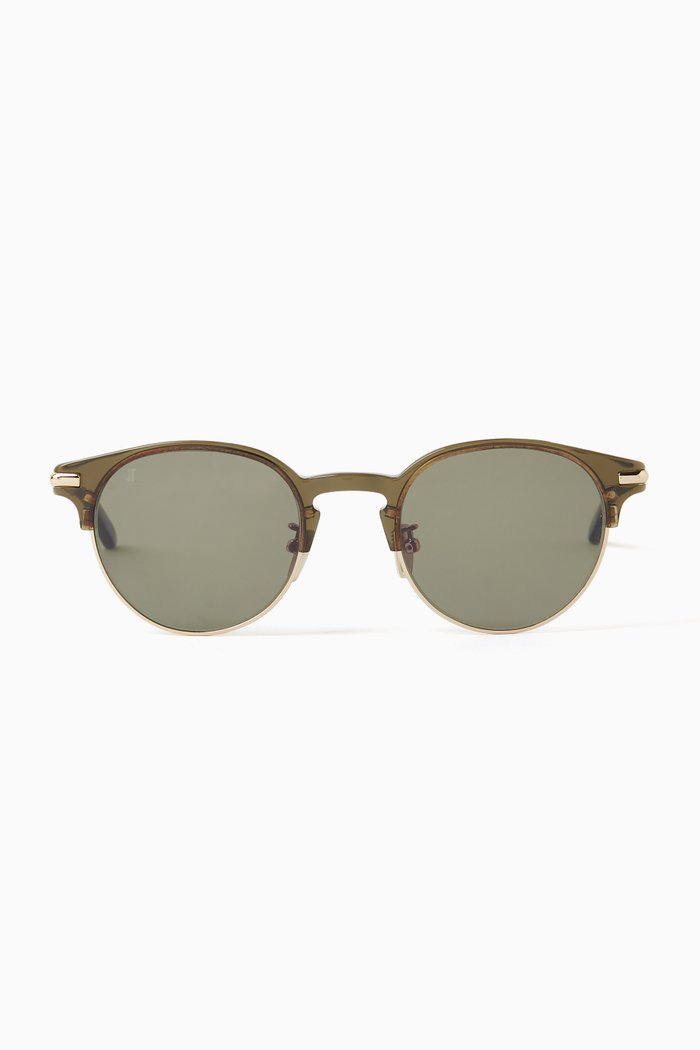The Pelotte Half-moon Sunglasses in Acetate & Metal, Green