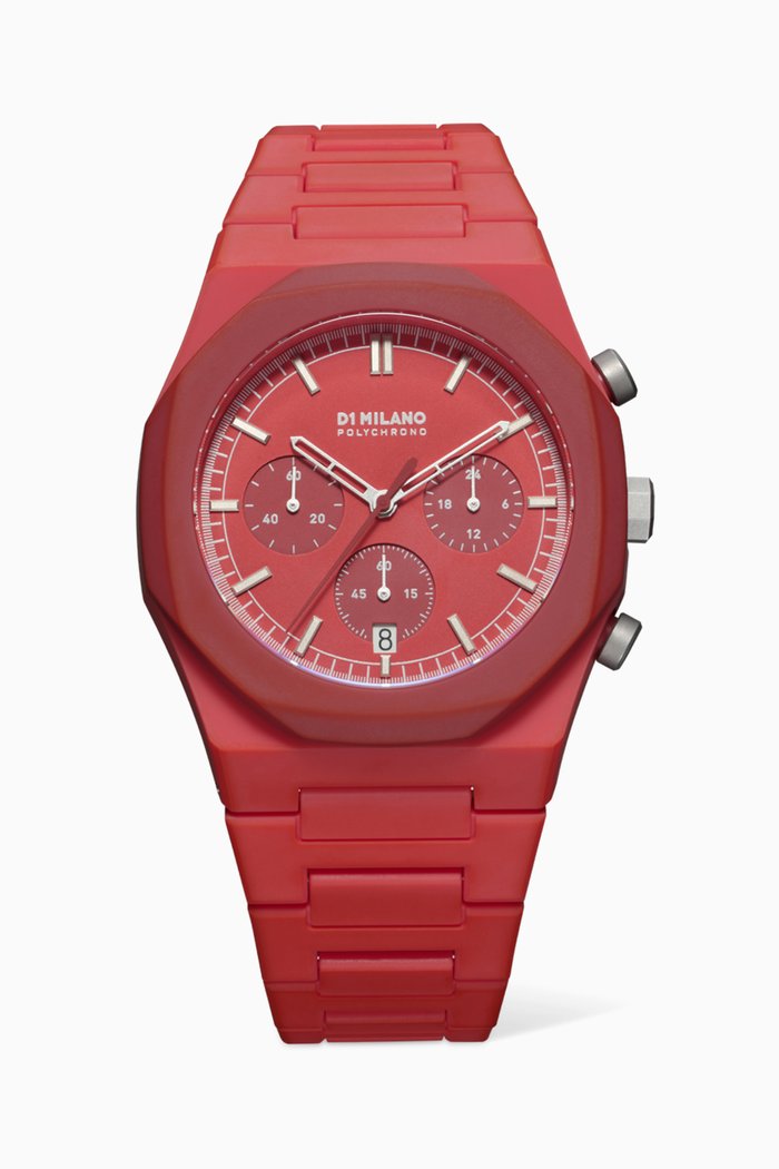 

Polychrono Quartz Polycarbon Watch, 40.5mm, Red