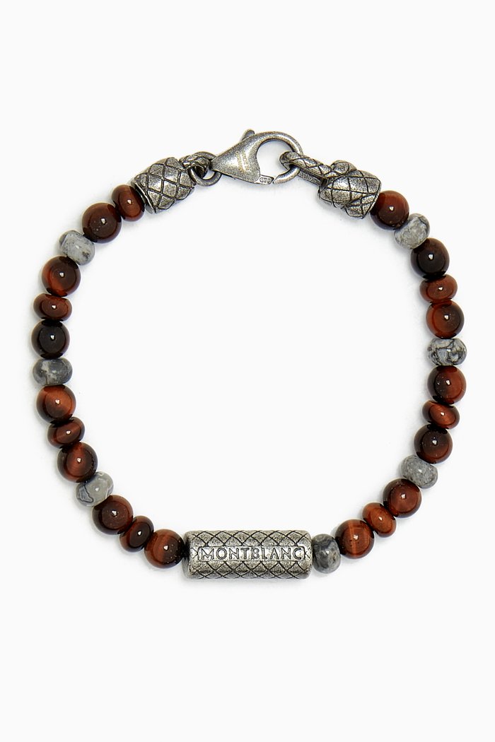 

Logo Duo Beaded Bracelet in Sterling Silver, Red