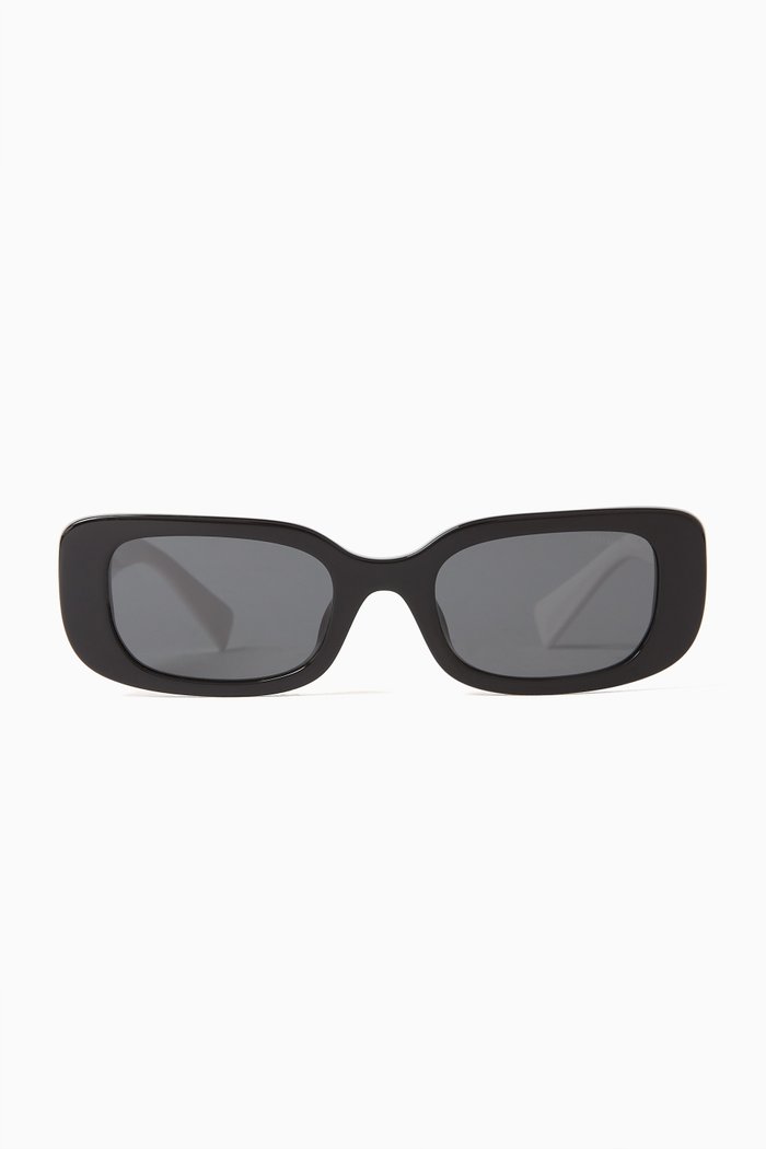 

Logo Rectangular Sunglasses in Acetate, Black