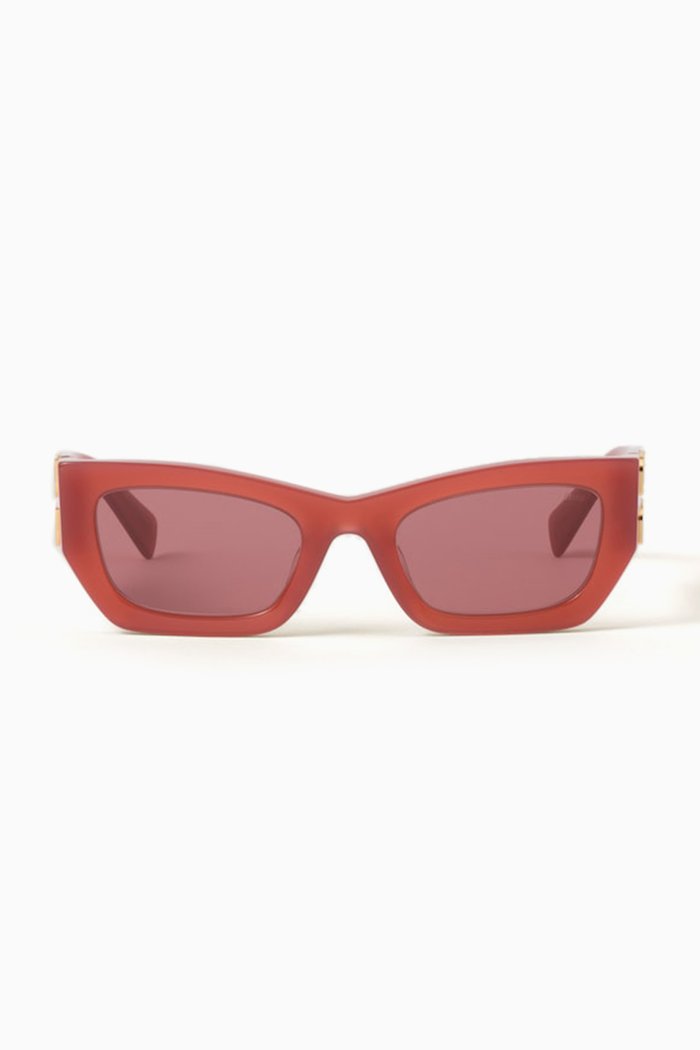 

Logo Rectangular Sunglasses in Acetate, Red
