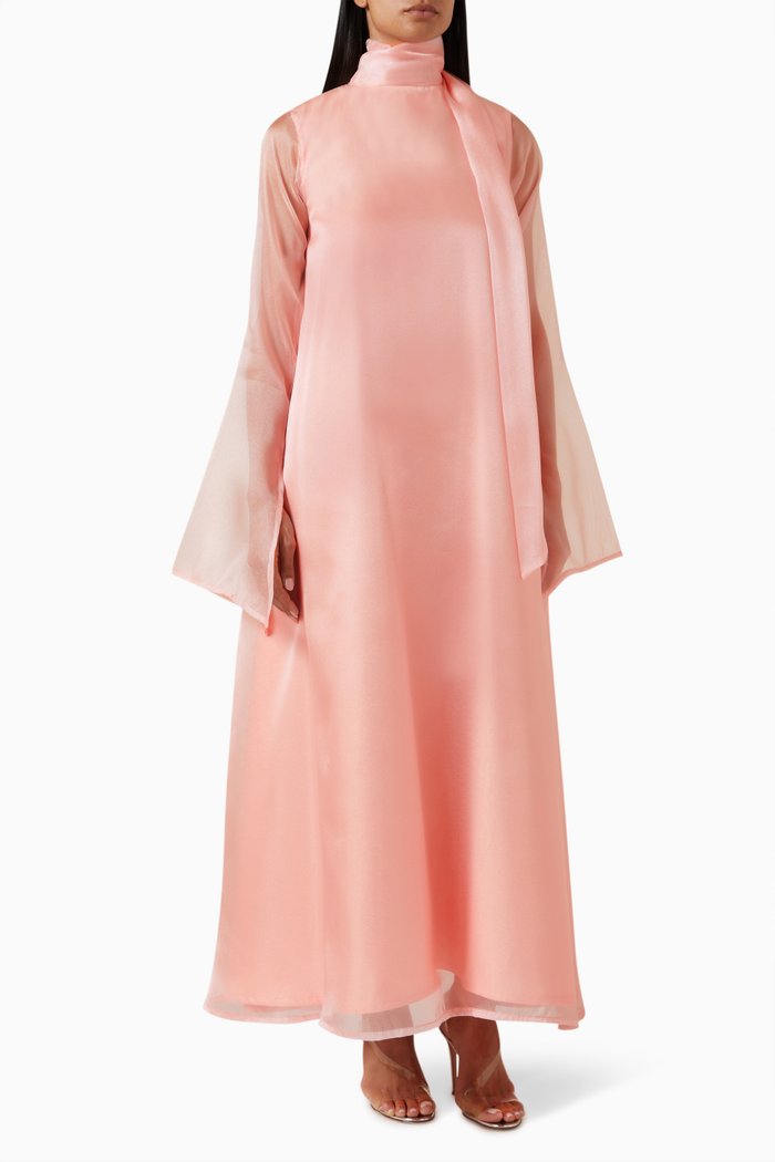 

Cloche Maxi Dress in Ombré Organza, Pink