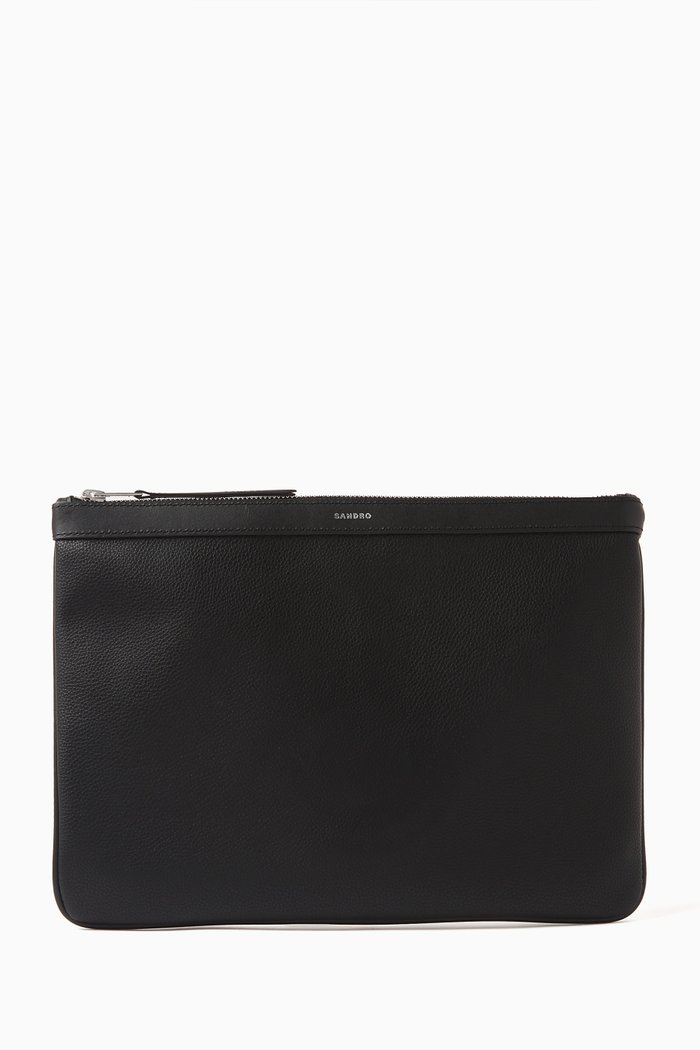 

Zipped Pouch in Coated-canvas, Black