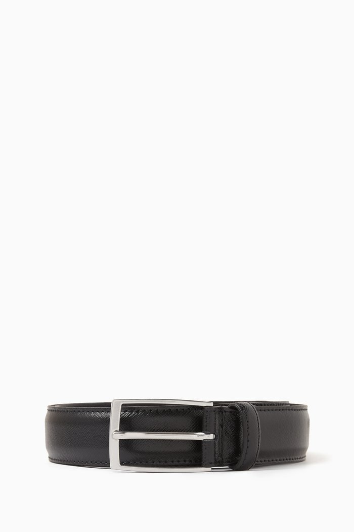 

Buckled Belt in Saffiano-leather, Black