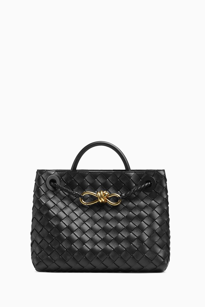 

Small Andiamo Top Handle Bag in Intrecciato Leather, Black