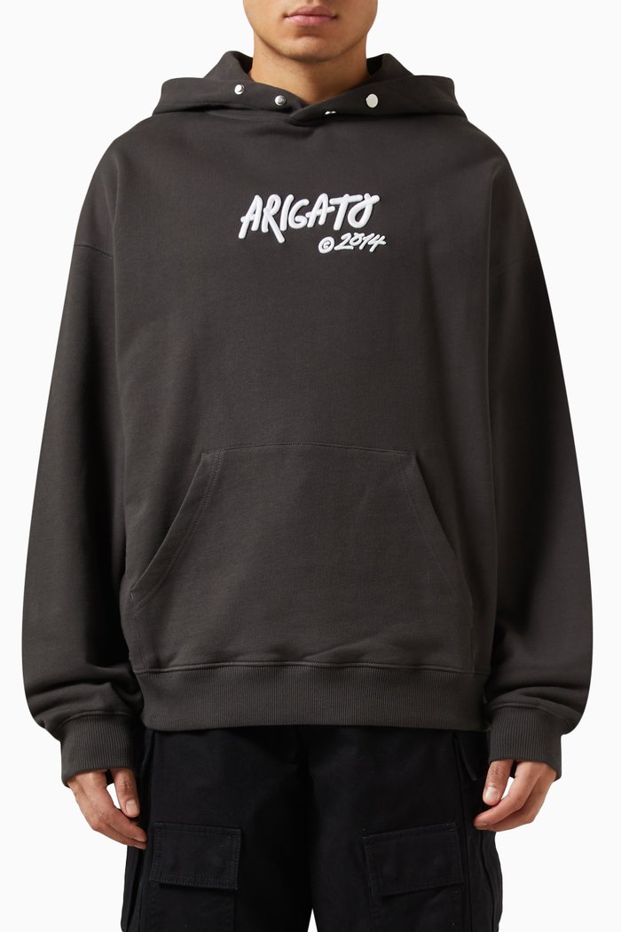 

Logo-embroidered Tag Hoodie in Organic Cotton, Black