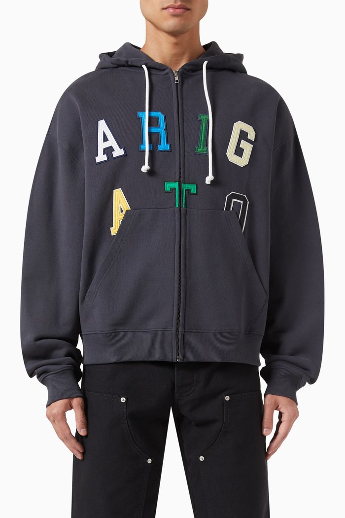 

Leged Zip Hoodie in Organic Cotton-fleece, Black