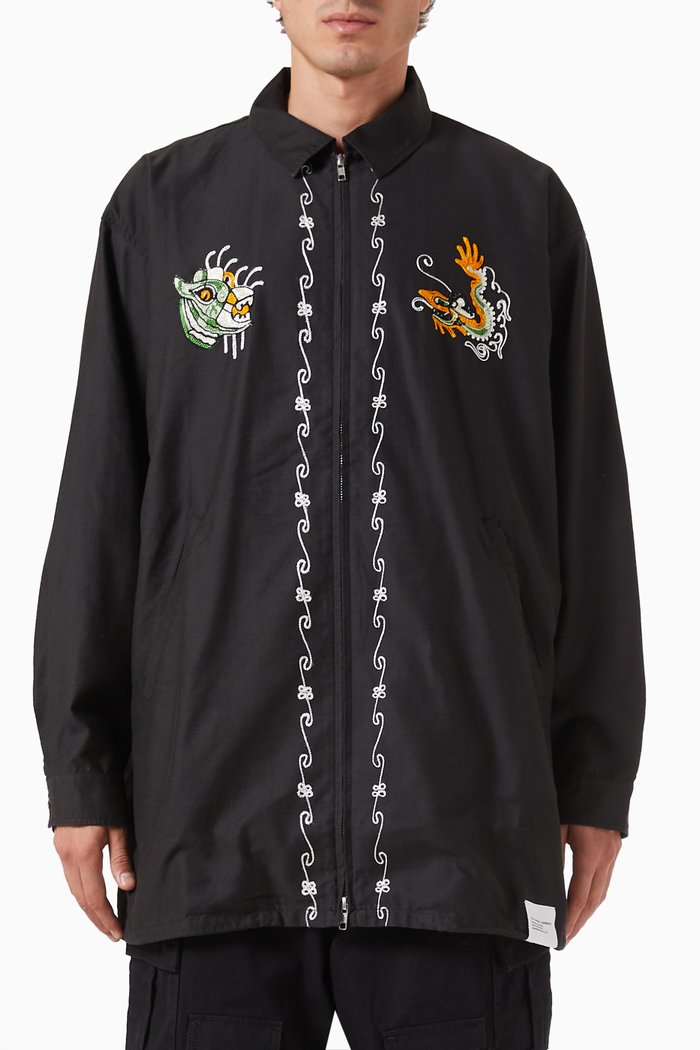 

Souvenir Embroidered Shirt in Cotton-blend, Black