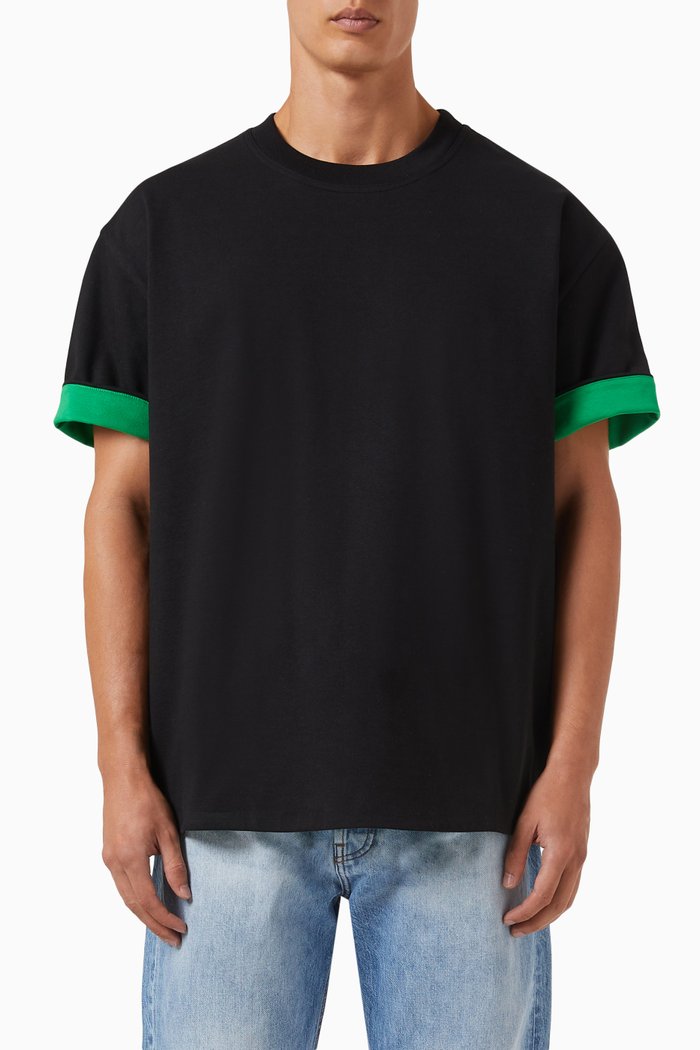 

Double Layered T-Shirt in Cotton Jersey, Black
