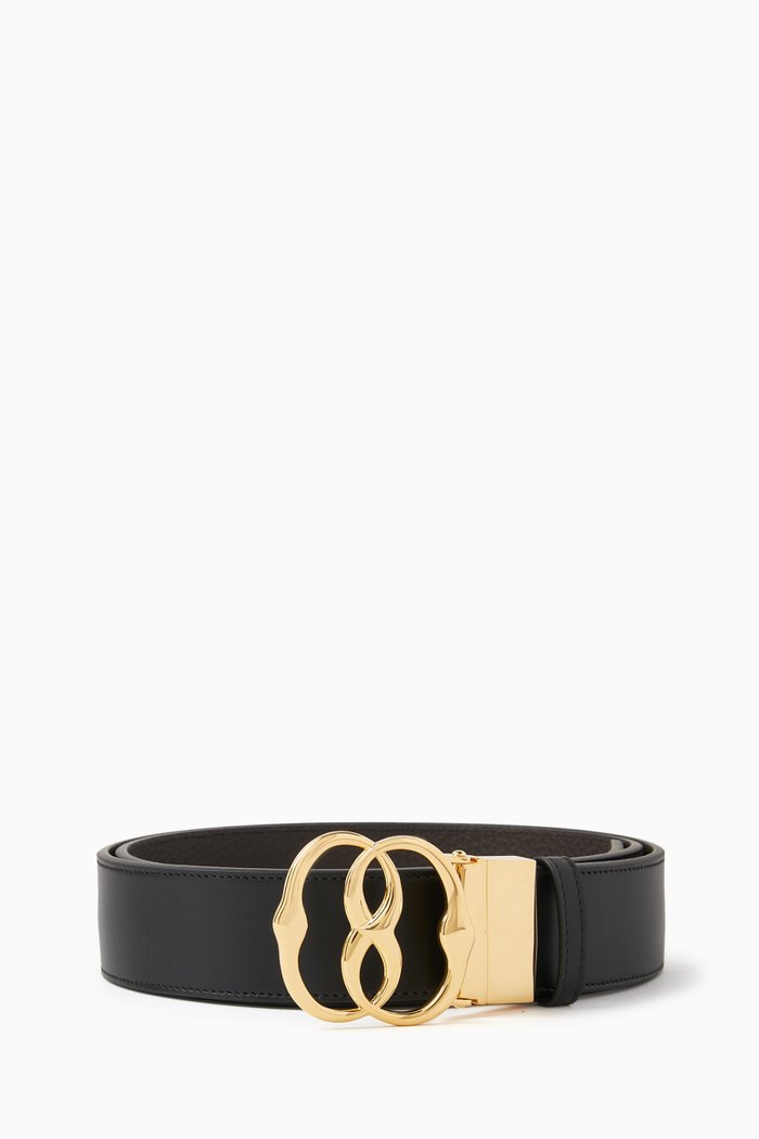 

Emblem Belt in Smooth Leather, Black