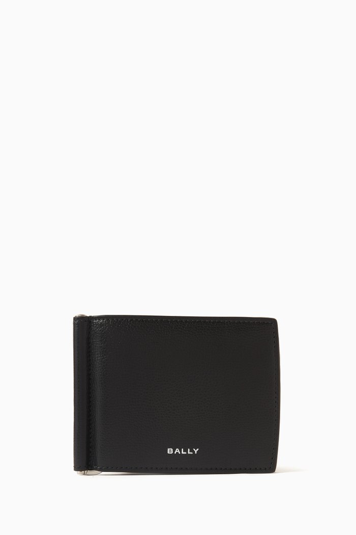 

Money Clip Bi-fold Wallet in Calf Leather, Black