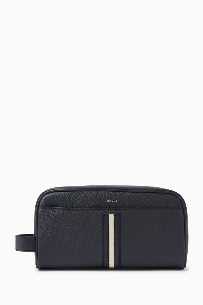 

RBN Washbag in Grained Leather, Blue