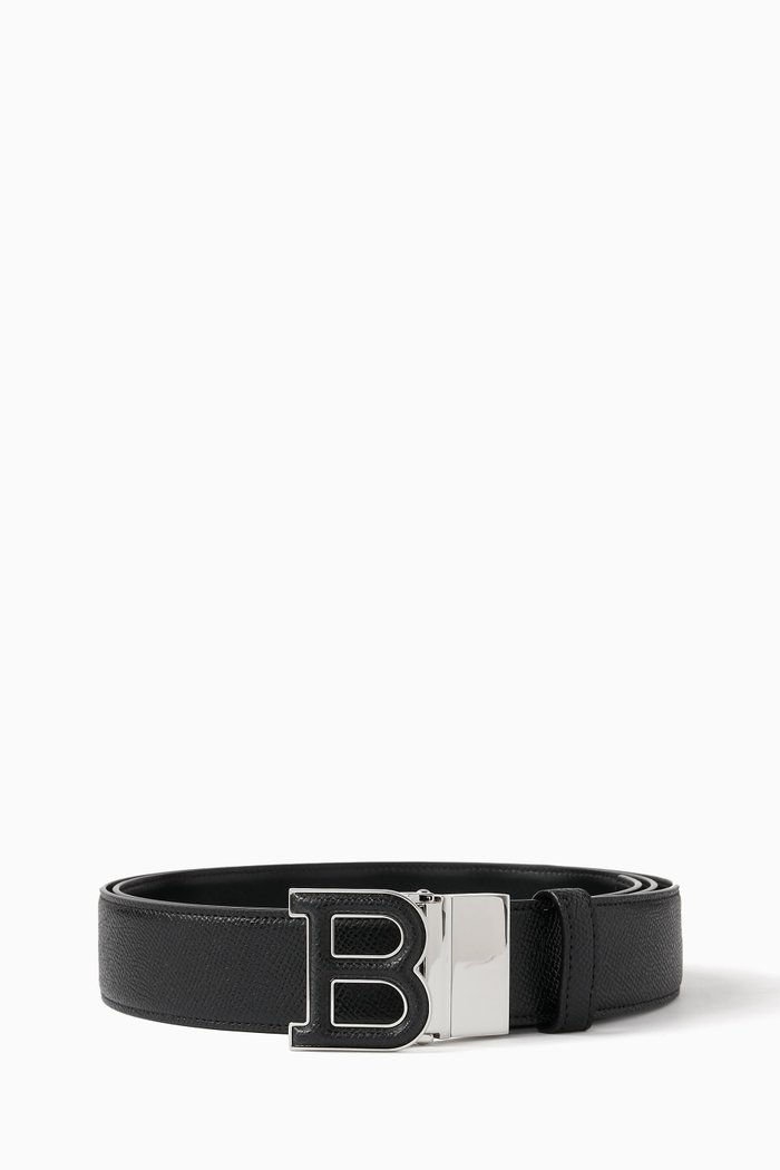 

B Logo Reversible Buckle Belt in Leather, Black