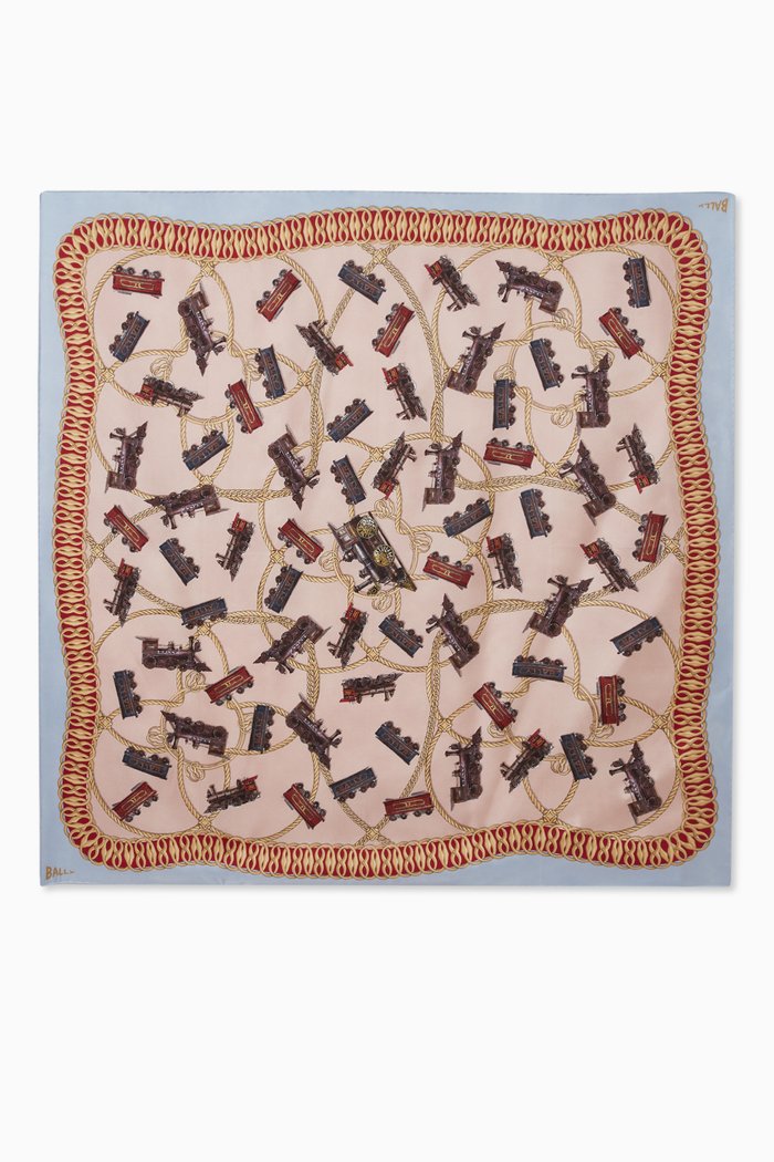 

Graphic Scarf in Silk, Blue