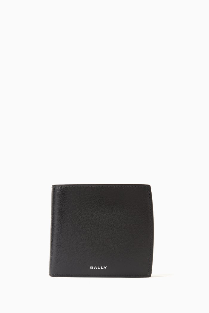 

Banque Bi-fold Wallet in Calf Leather, Black