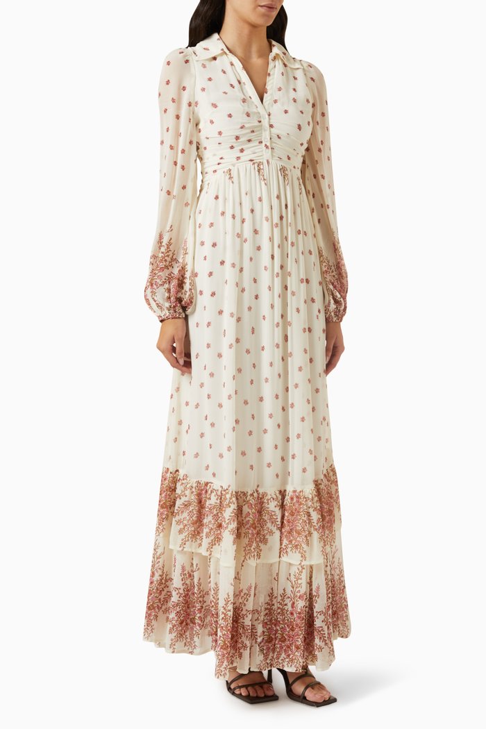 

Maxi Shirt Dress in Georgette, Pink