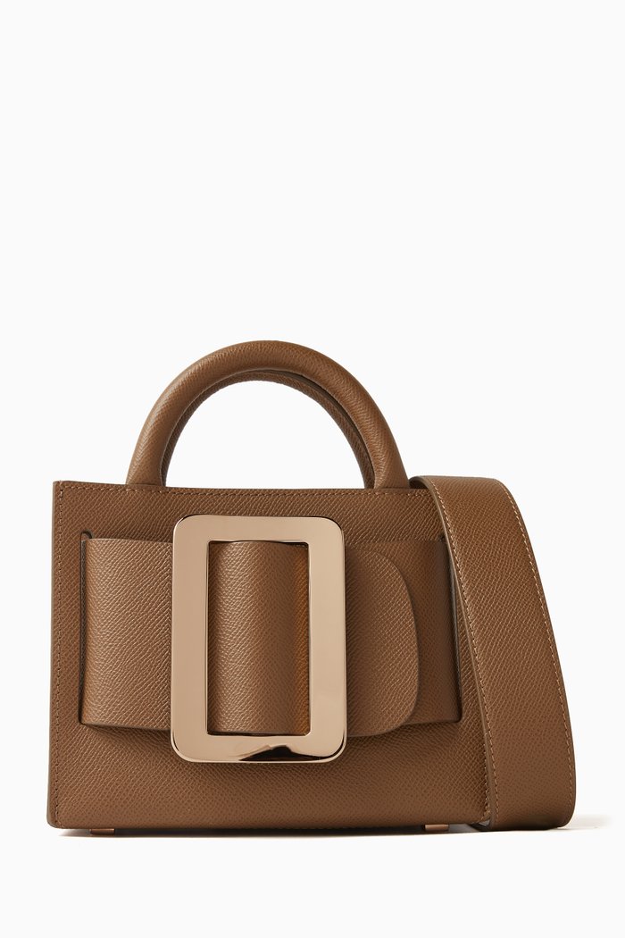Mini Bobby 18 Tote Bag in Grained Leather, Brown