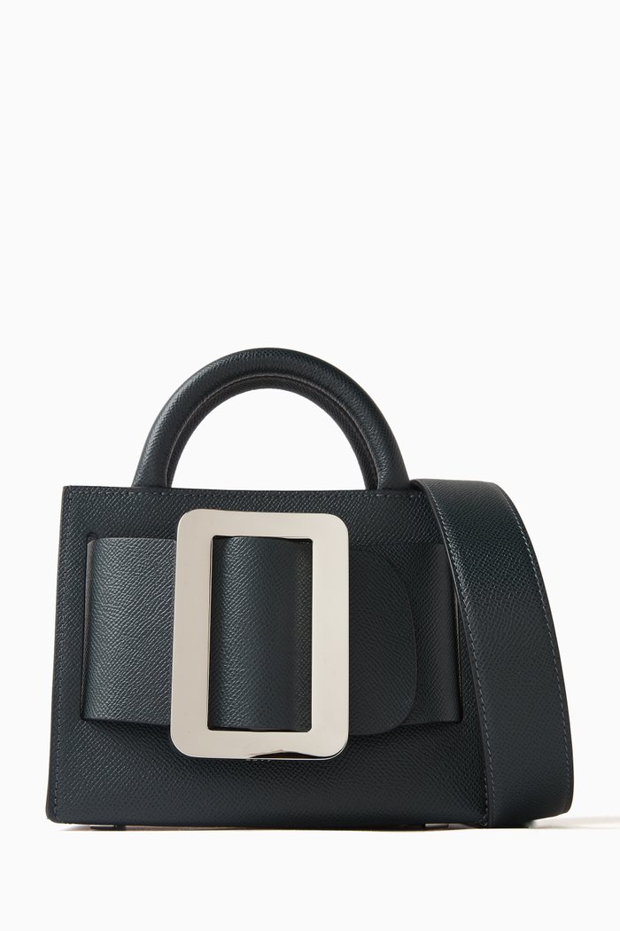 

Mini Bobby 18 Tote Bag in Grained Leather, Blue
