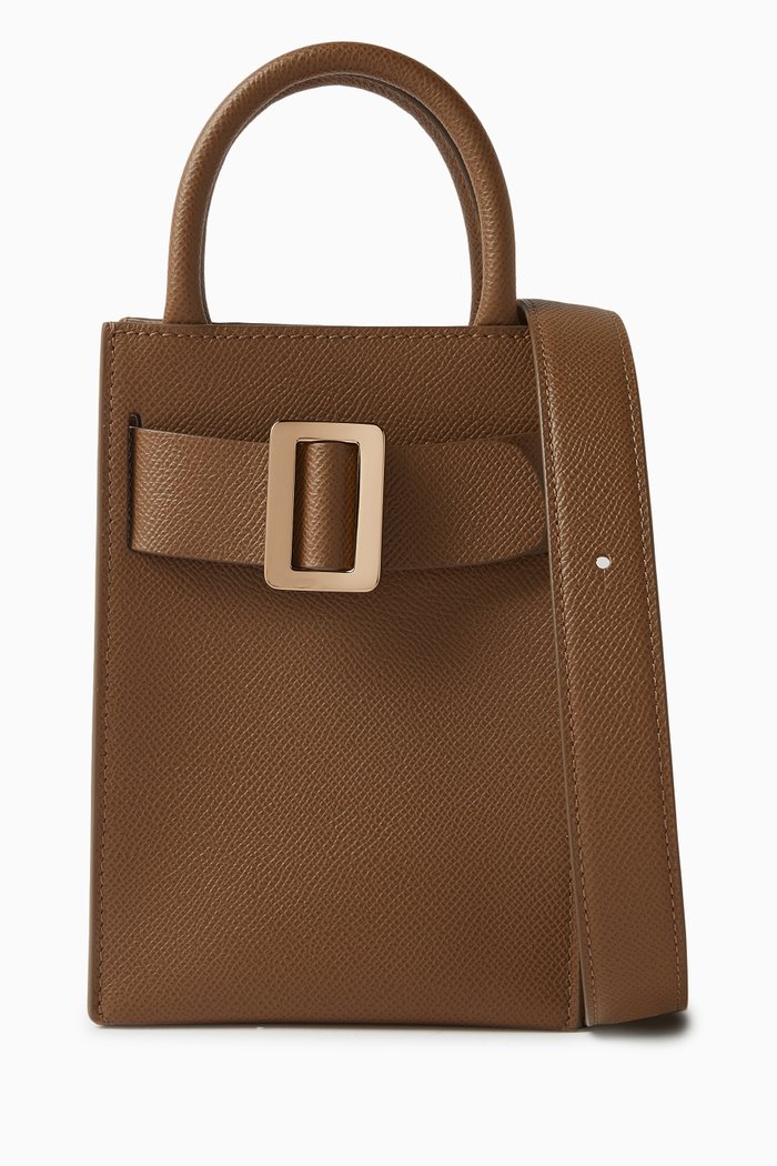 

Mini Bobby Tourist Tote Bag in Grained Leather, Brown